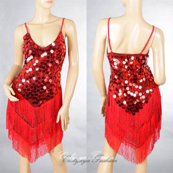 Ladies Night Club Cocktail Party Latinandballroom Dance Sequin Fringe Dress 1256 Ebay 8872