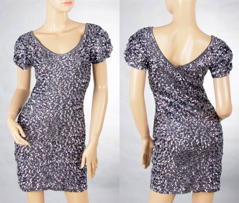 Hot Ladies Evening Cocktail Party V Neck Bling Sequin Dance Club Dress