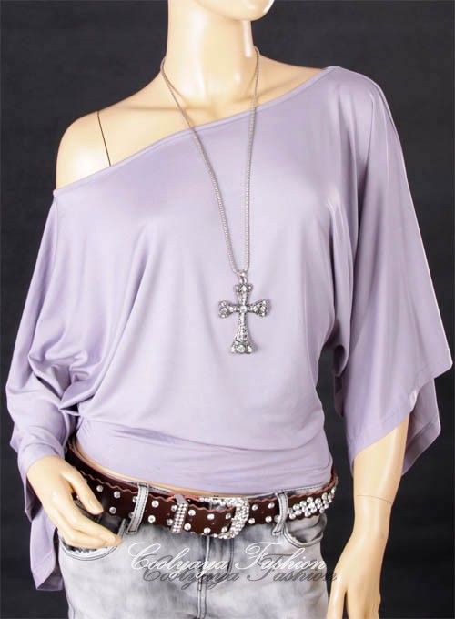 Hot Ladies Dance Party One&Off Shoulder Bat Wing Top