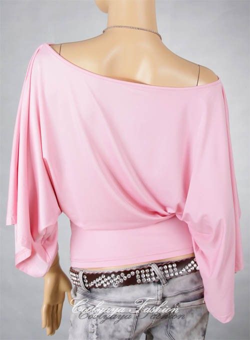Hot Ladies Dance Party One&Off Shoulder Bat Wing Top