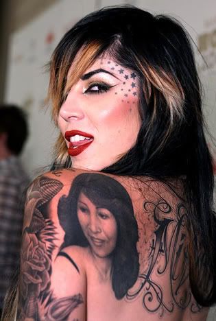 showed off her facial tattoos at Maxim's Hot 100 party in 2008