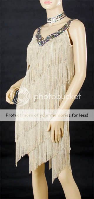 Ladies Cocktail&Club Latin Dance Party Asymmetric Fringe V Neck Dress 