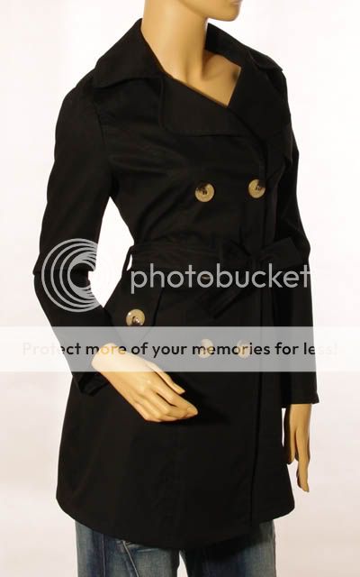 Ladies Military Breasted Cotton Mid Trench Coat Jacket Outerwear S M L 