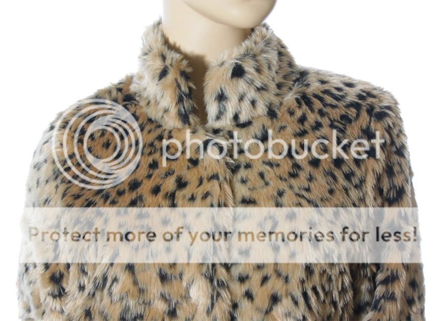 Sexy Ladies Luxury Faux Fur Leopard Party&Casual Mid Coat Outer Wear S 