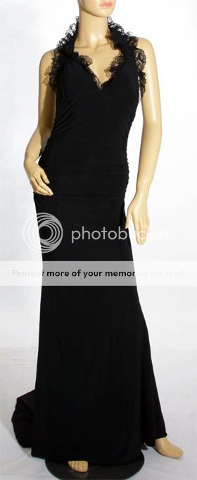 Evening Party Prom Black Halter Gown Dress S M L 20947  