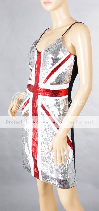   Evening Cocktail Party Bling Sequin Flag Club Dance Dress S M 9708
