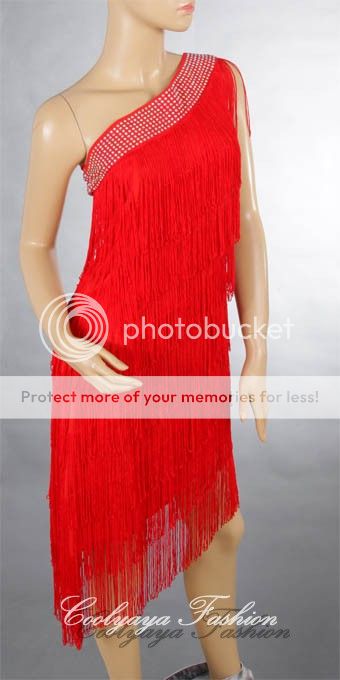 Lady Cocktail&Evening Party Latin Dance One Shoulder Fringe Bridesmaid ...