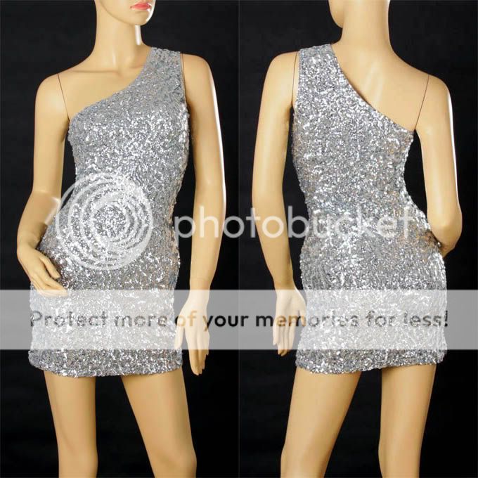 Ladies Cocktail Party&Casual Fashion One Shoulder Bridesmaid Sequin 