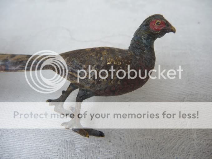 VINTAGE VIENNA BRONZE PHEASANT NICE COLORS AND PATINA  